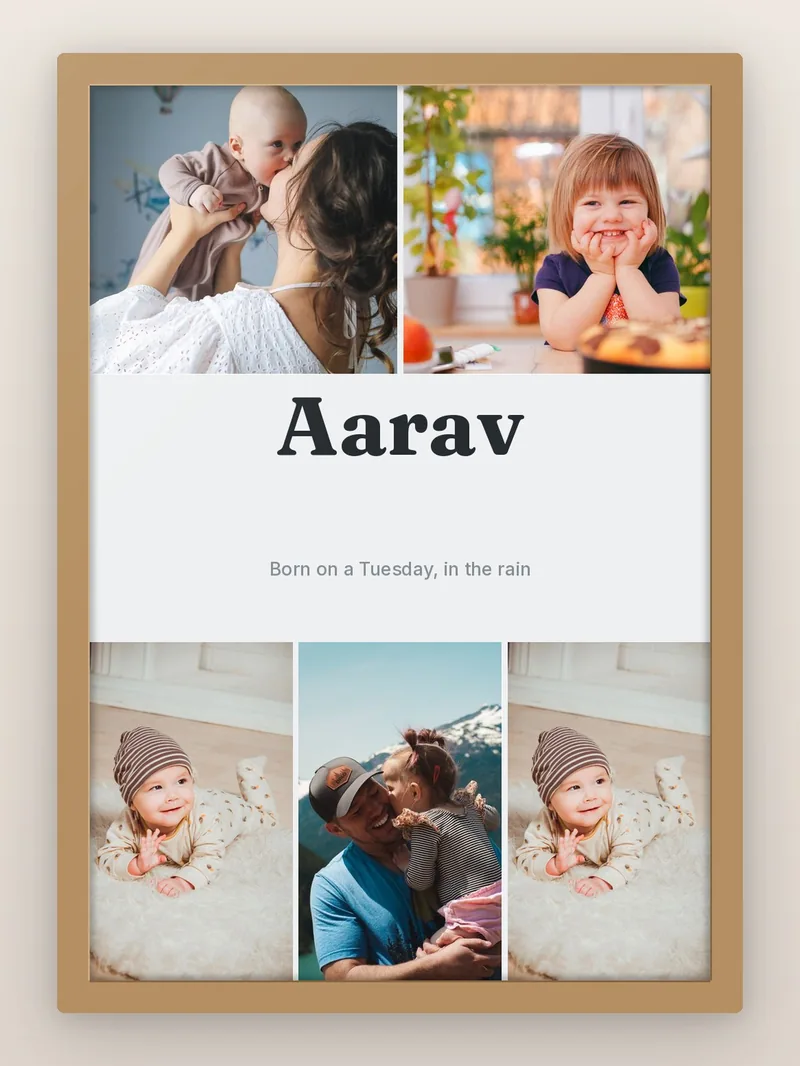 Aarav, in 5 — personalised photo frame