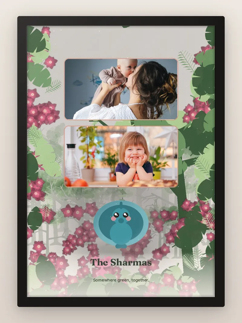 Peacock Garden — personalised photo frame