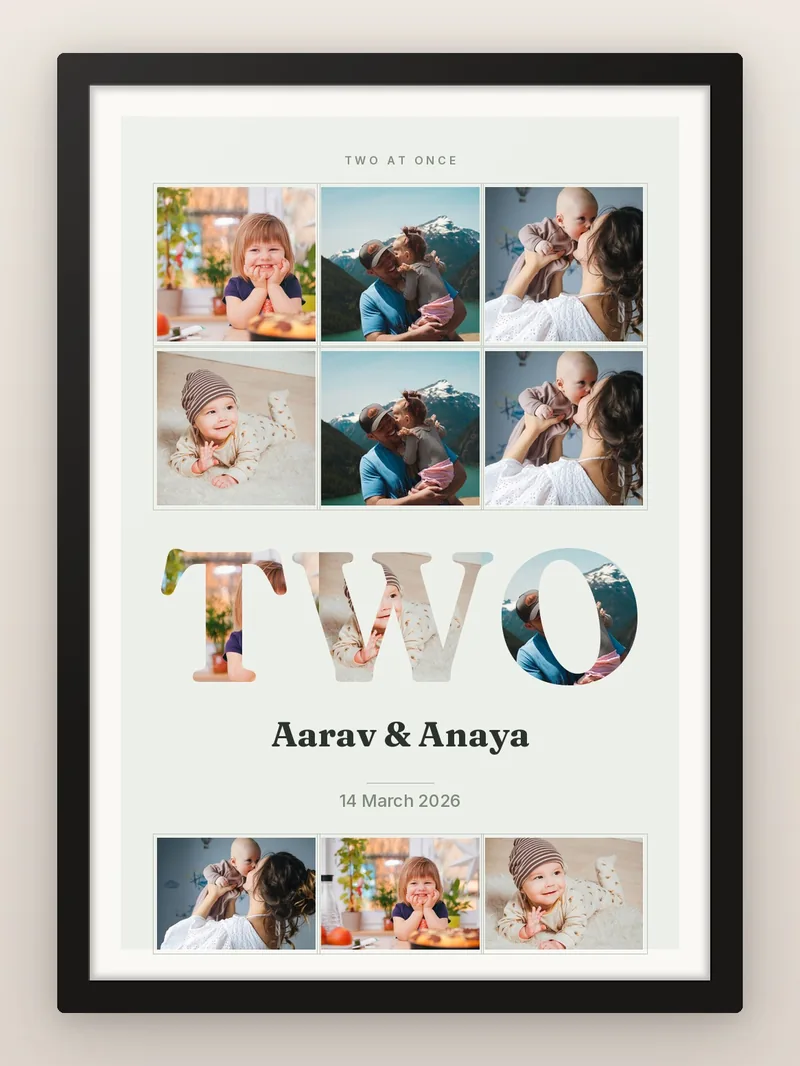 Twins in One Word — personalised photo frame