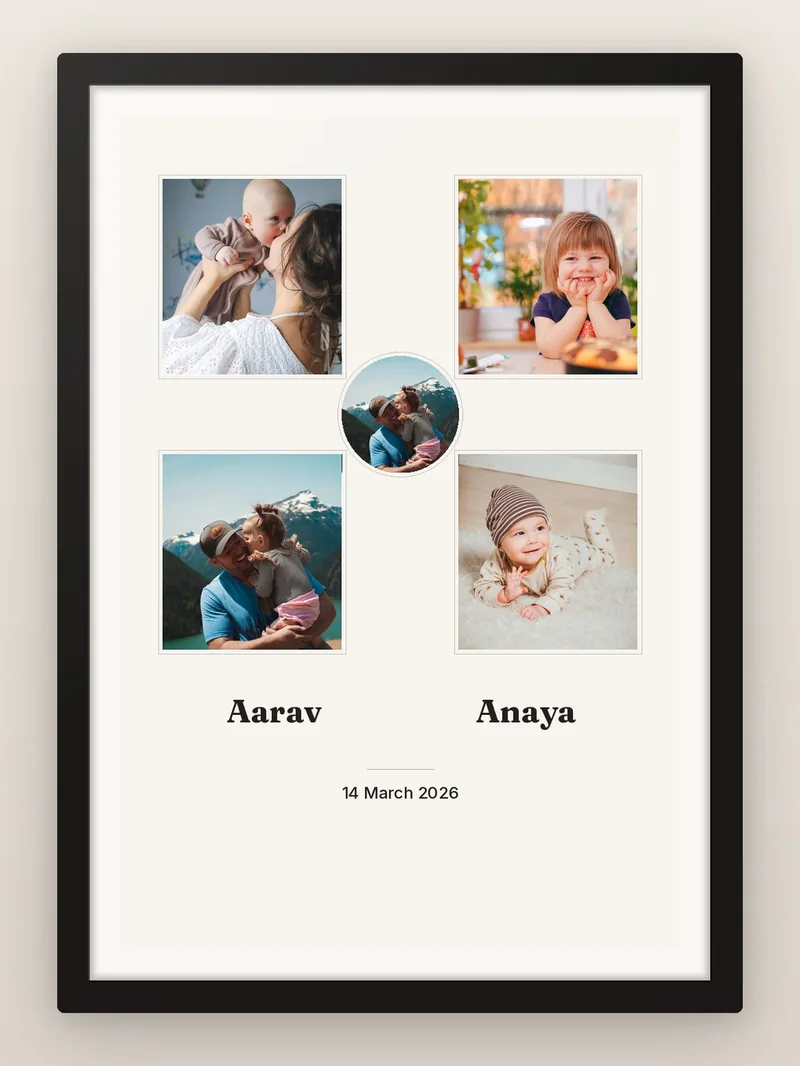 Ring of Four — Twins — personalised photo frame