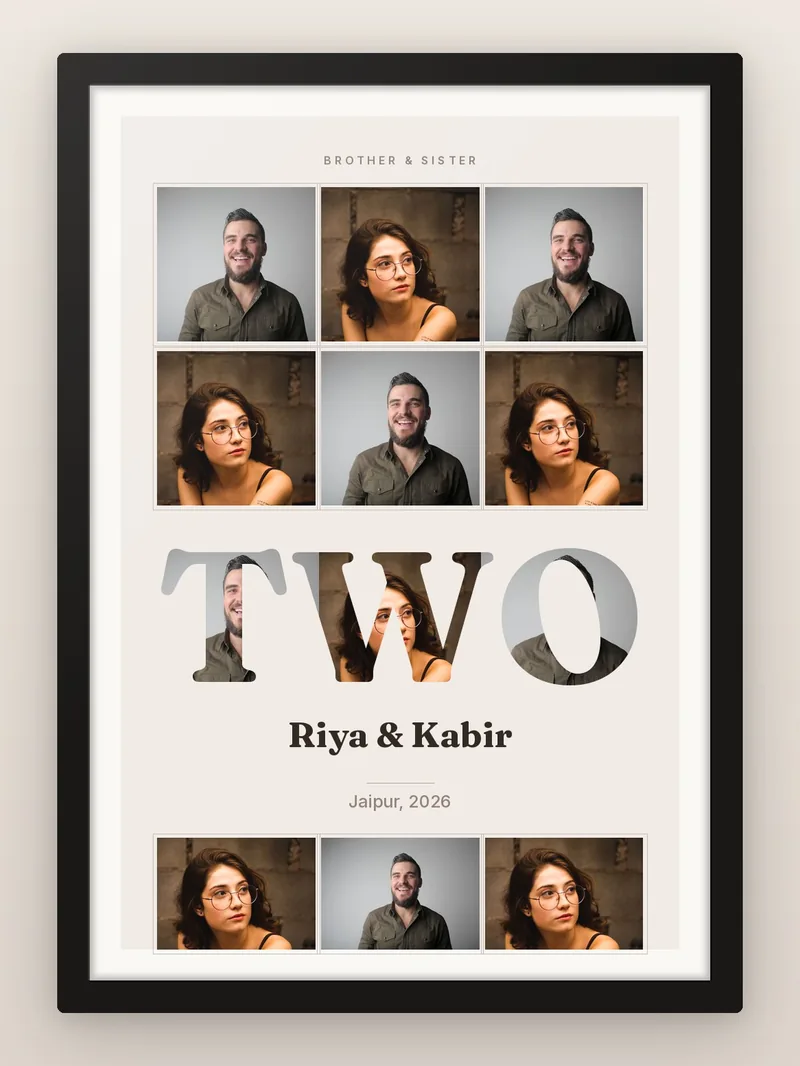 Siblings in One Word — personalised photo frame