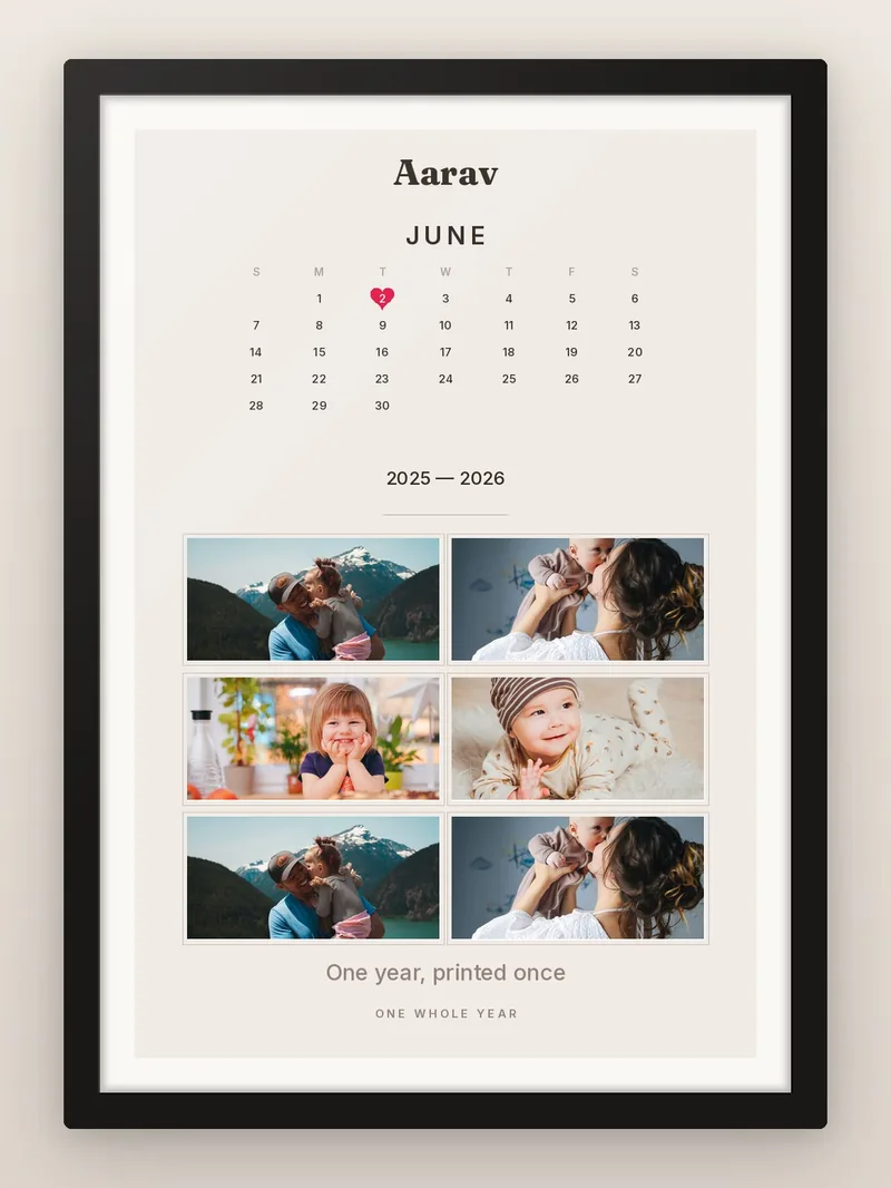 First Year Month, June — personalised photo frame