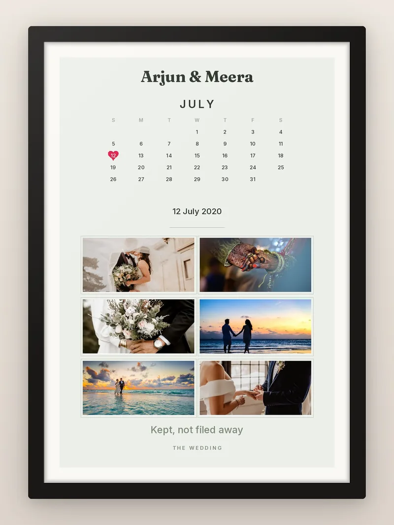 Wedding Month, July — personalised photo frame