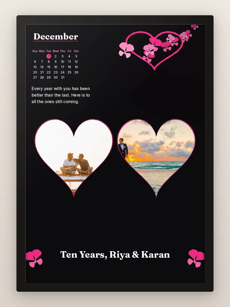 Two Hearts After Dark — personalised photo frame