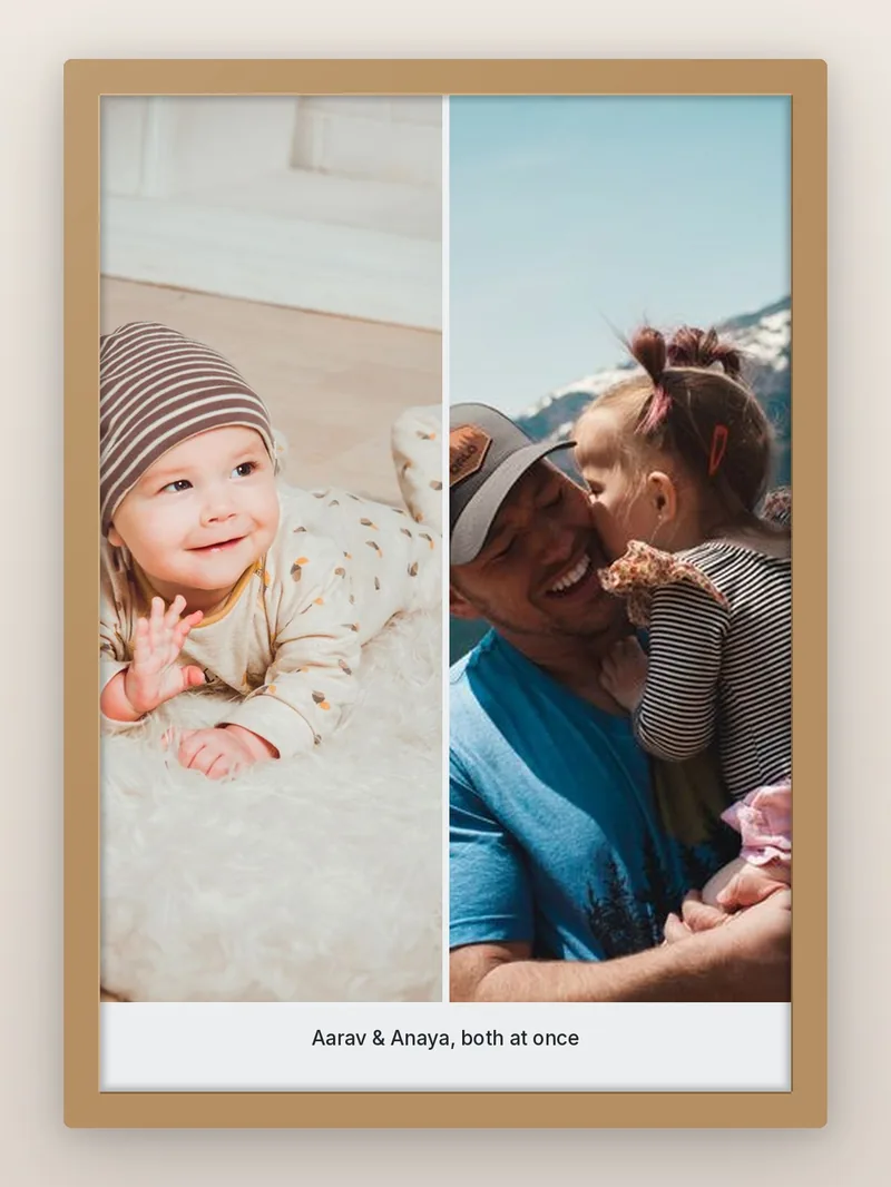Duo Side by Side — Twins — personalised photo frame