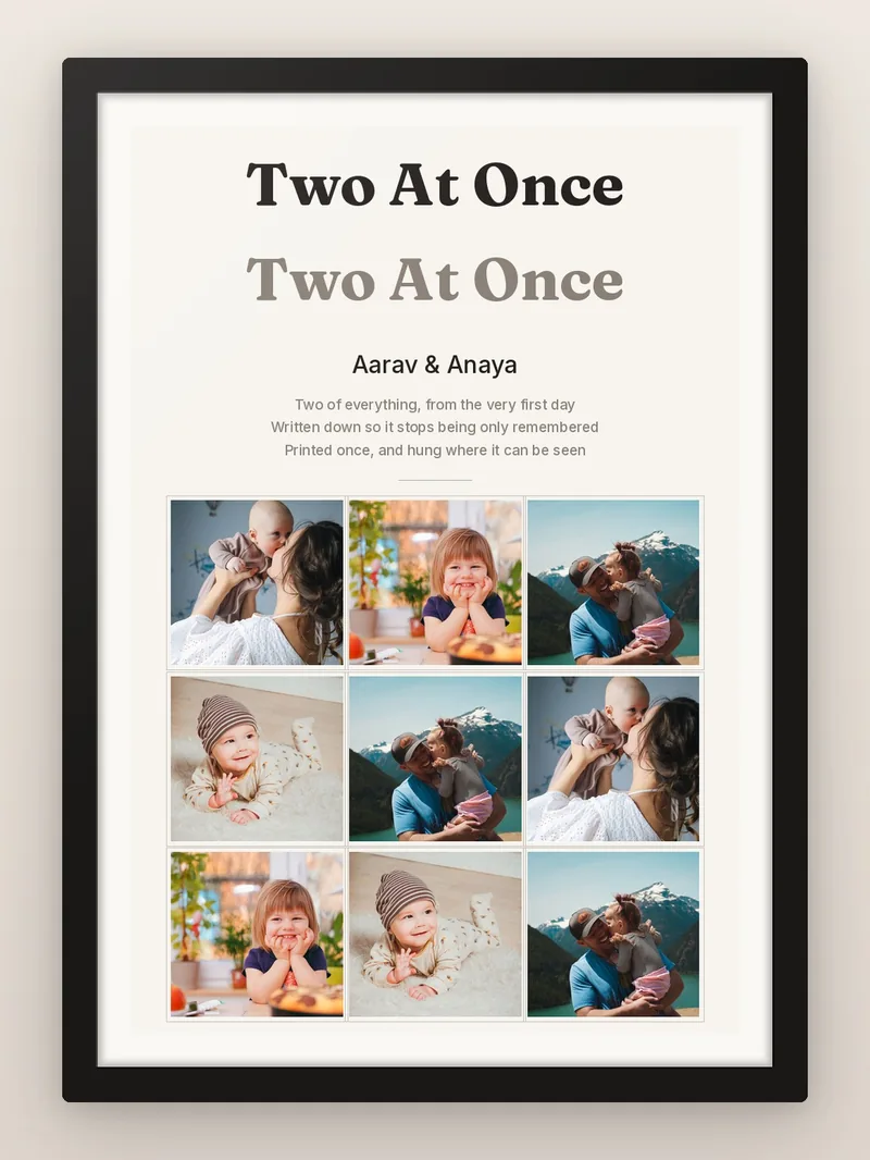 Twins, Twice Over — personalised photo frame