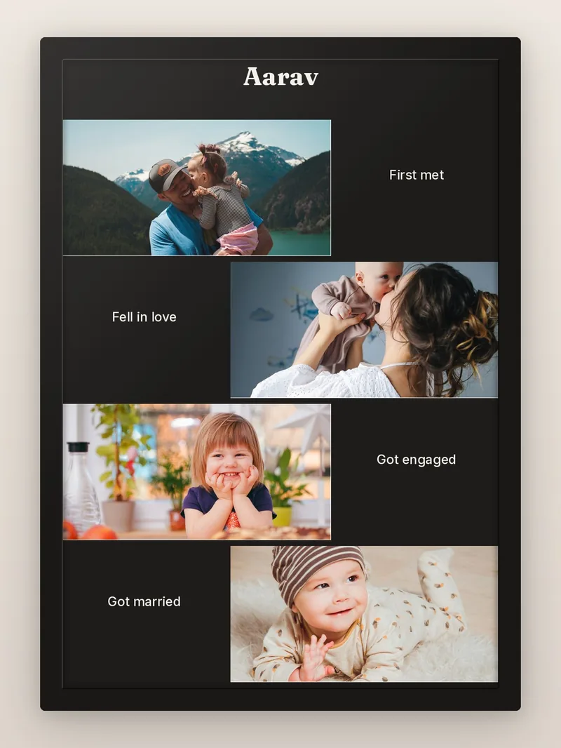 Our Story in 4 — First Year — personalised photo frame