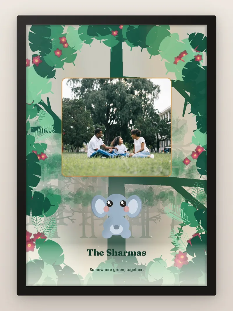 Elephant Paradise — personalised photo frame
