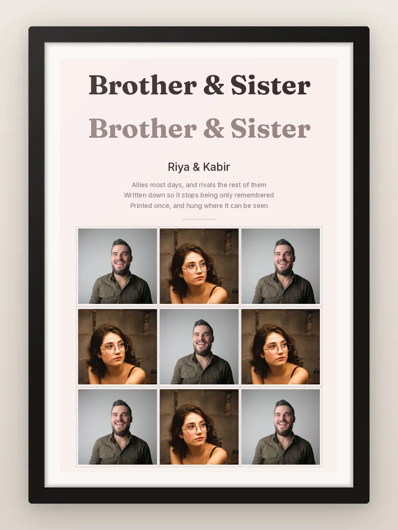 Siblings, Twice Over — personalised photo frame