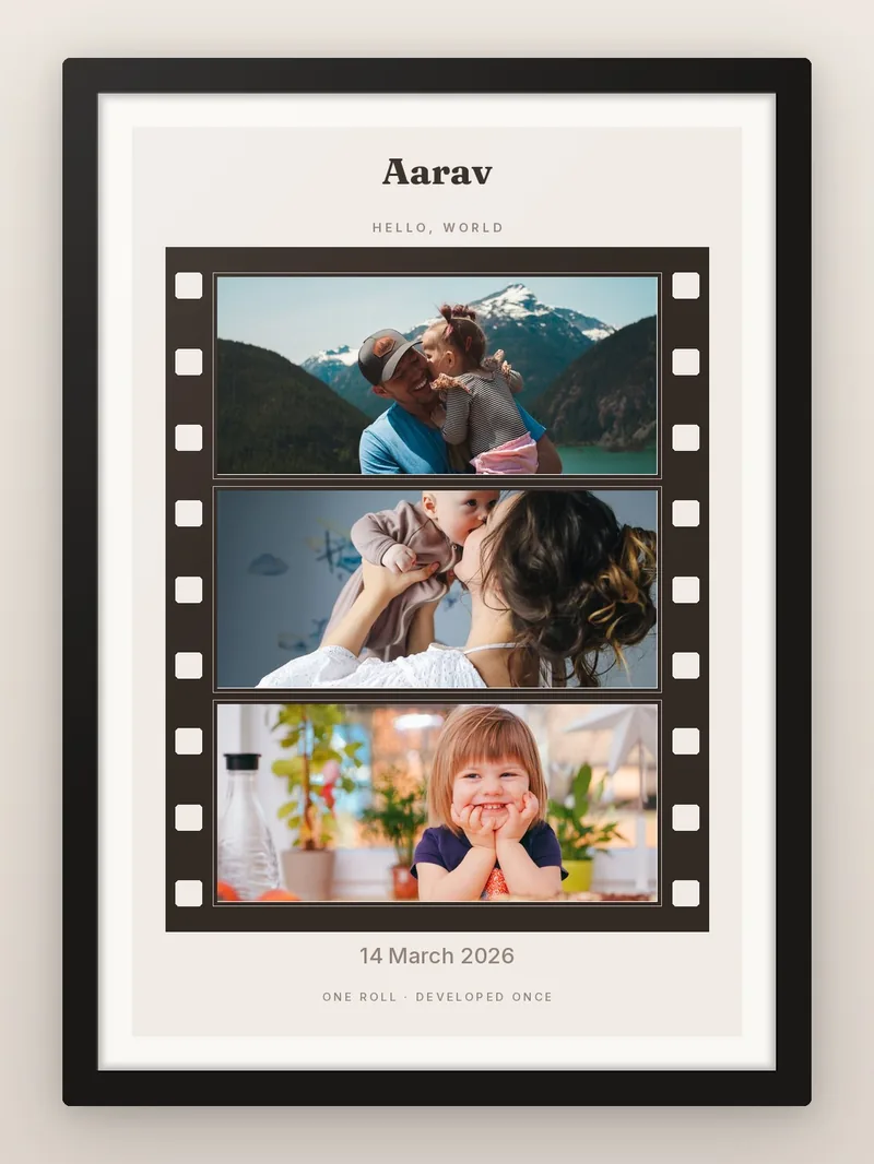 Newborn Reel, 3 — personalised photo frame