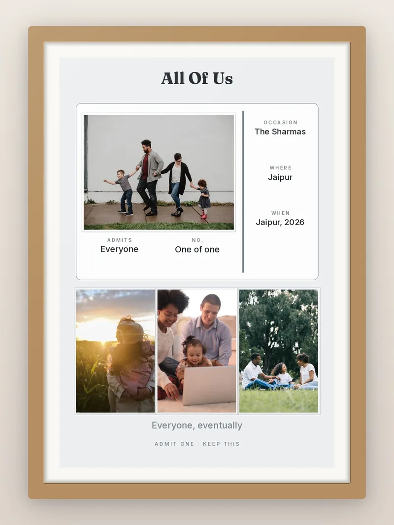 Family Ticket — personalised photo frame