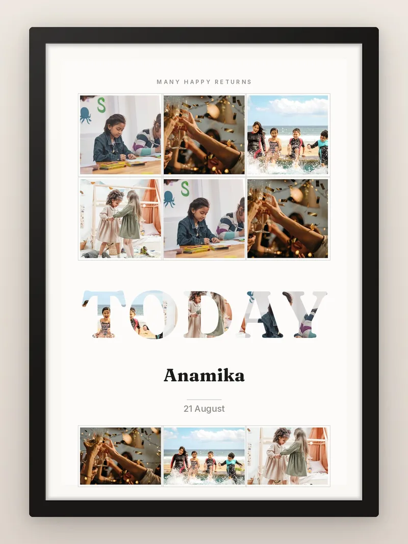 Birthday in One Word — personalised photo frame