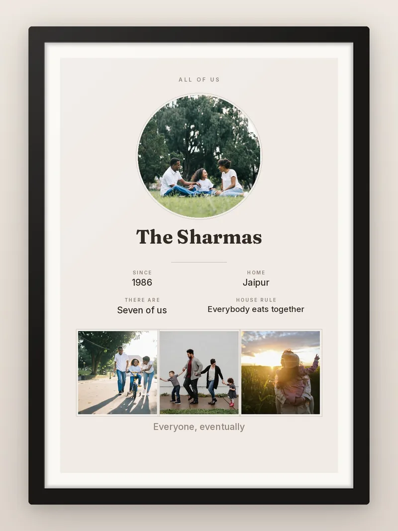 Family Record Card — personalised photo frame