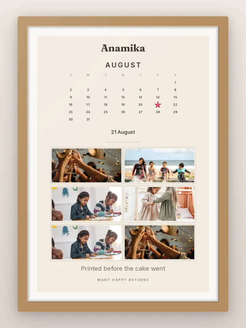 Birthday Month, August — personalised photo frame