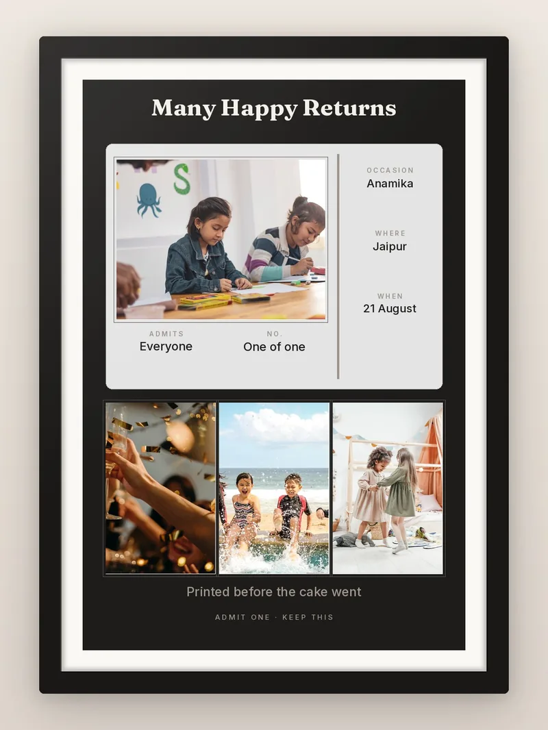Birthday Ticket — personalised photo frame