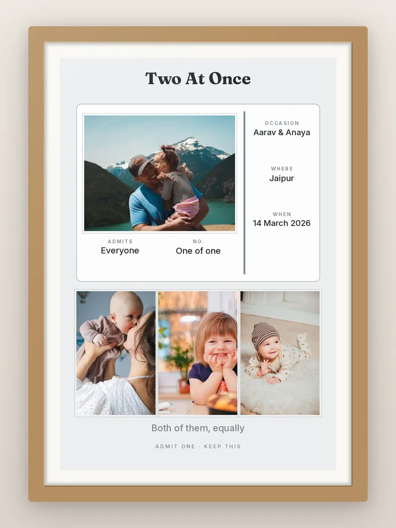 Twins Ticket — personalised photo frame