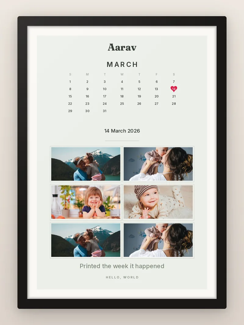 Newborn Month, March — personalised photo frame