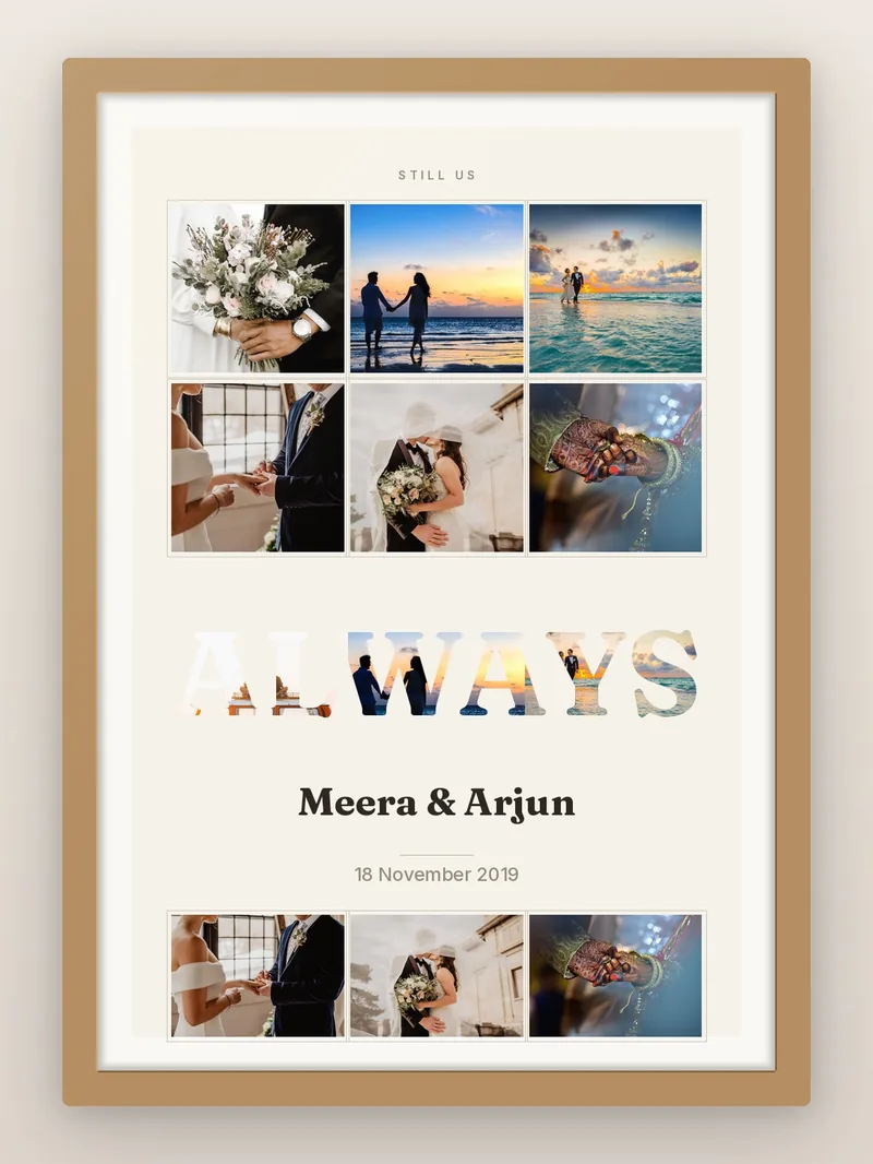 Anniversary in One Word — personalised photo frame