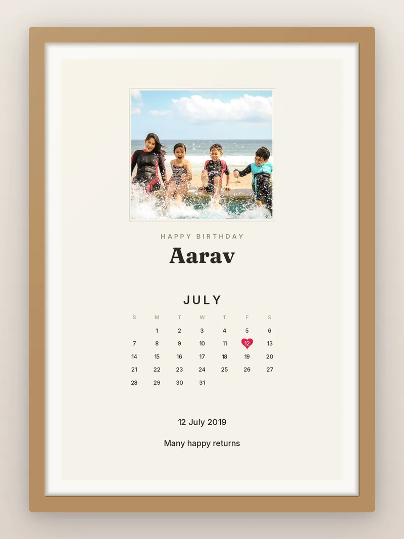 Birthday Calendar — personalised photo frame