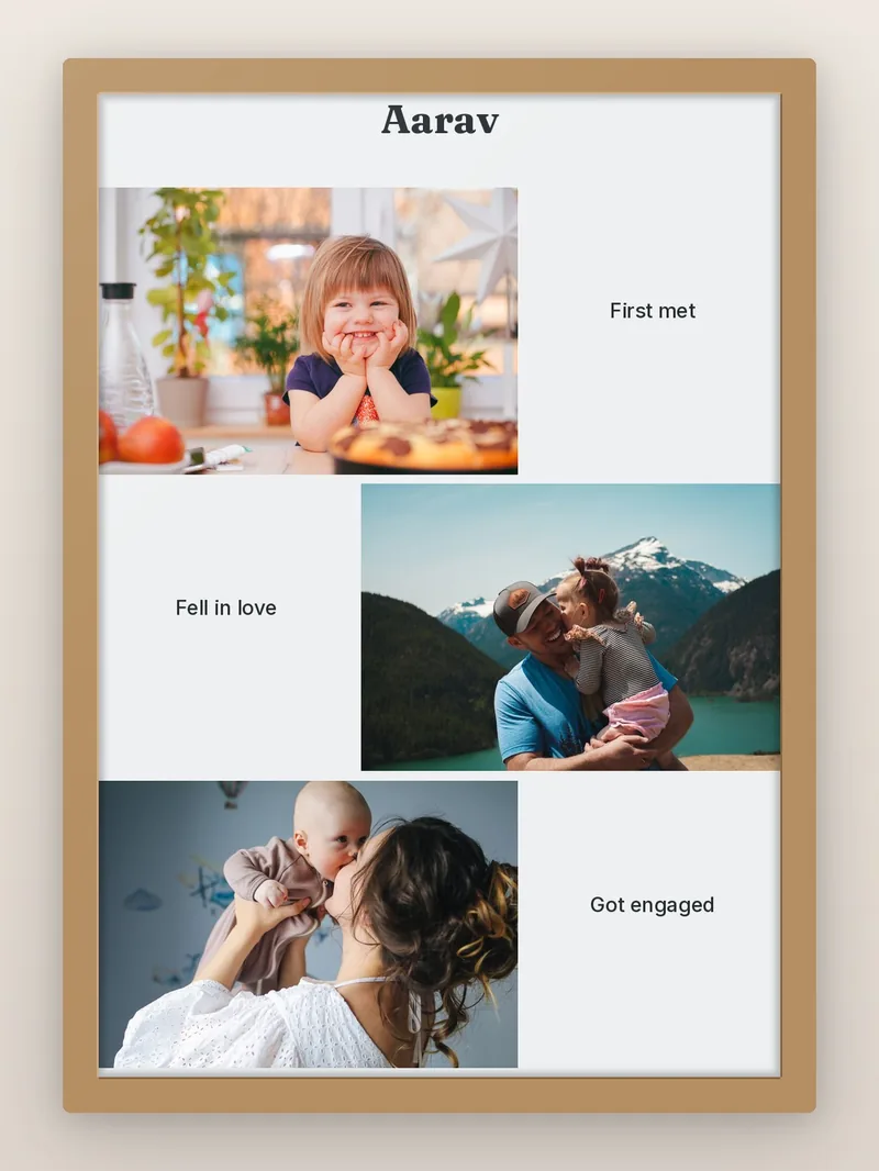 Our Story in 3 — First Year — personalised photo frame