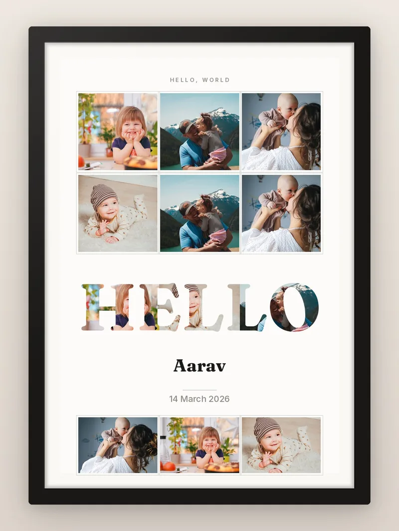 Newborn in One Word — personalised photo frame