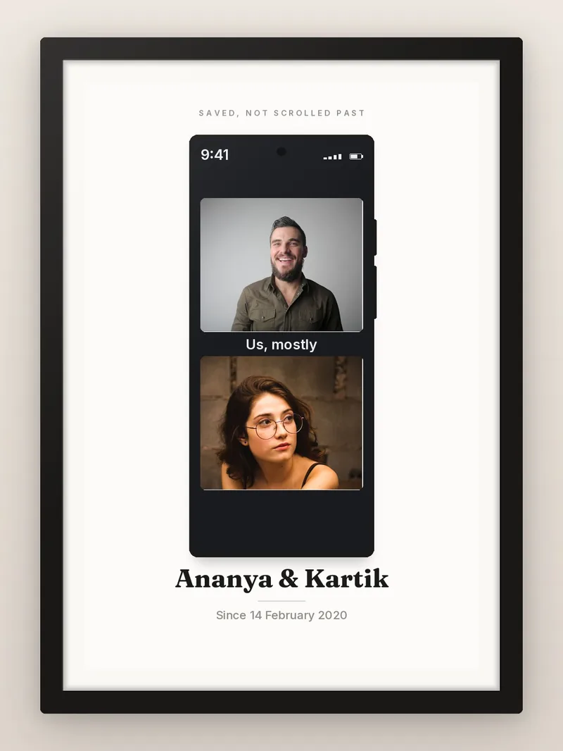 Two Of Us, Saved — personalised photo frame