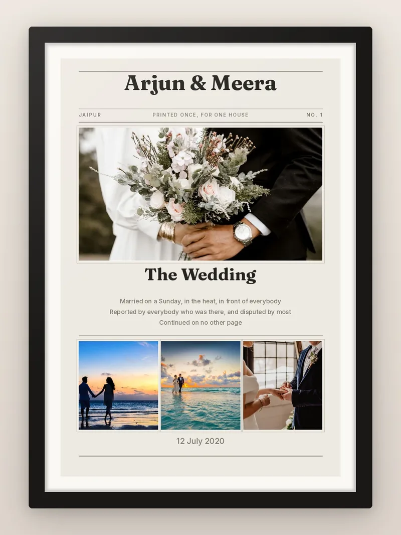 The Wedding Gazette — personalised photo frame