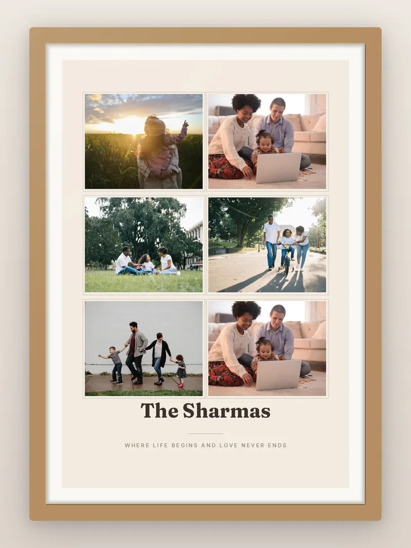 Family Six, Squared — personalised photo frame