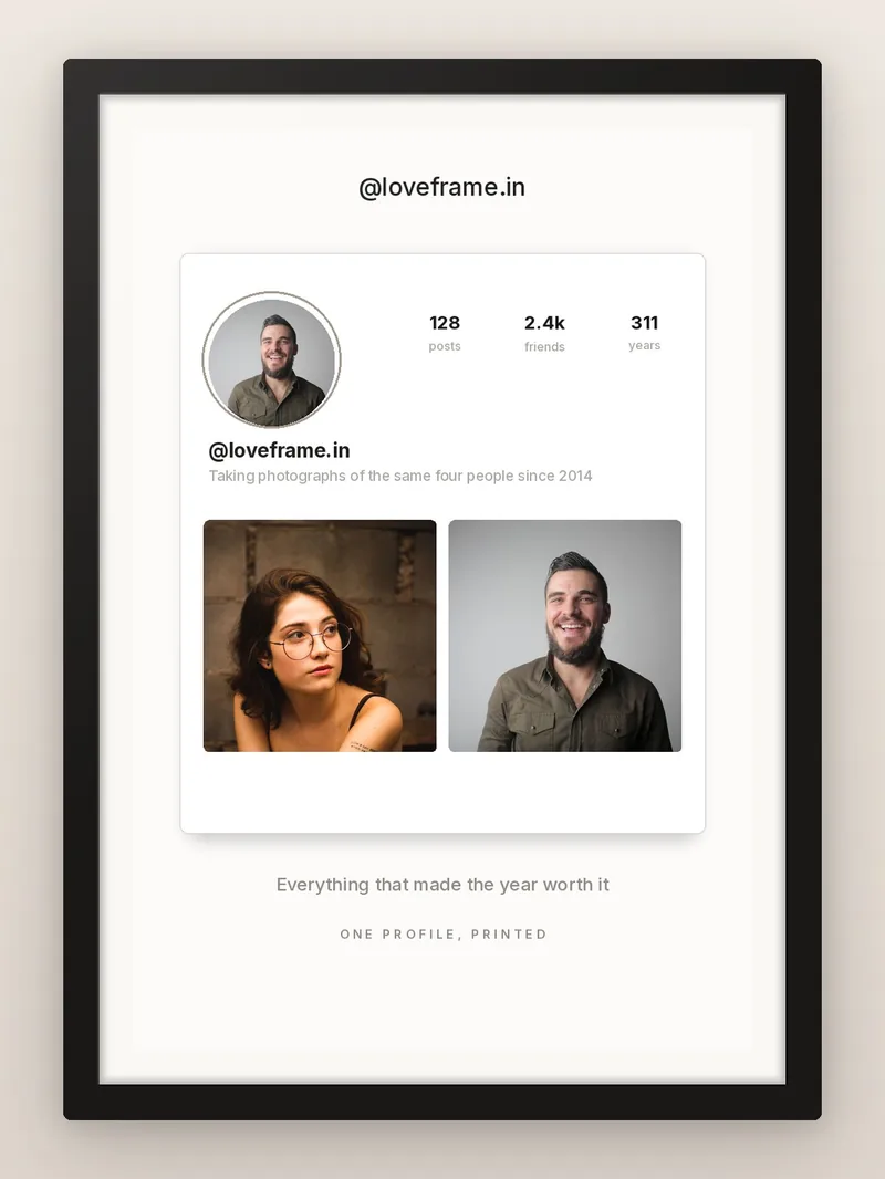 The Profile — personalised photo frame