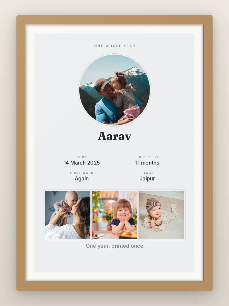 First Year Record Card — personalised photo frame