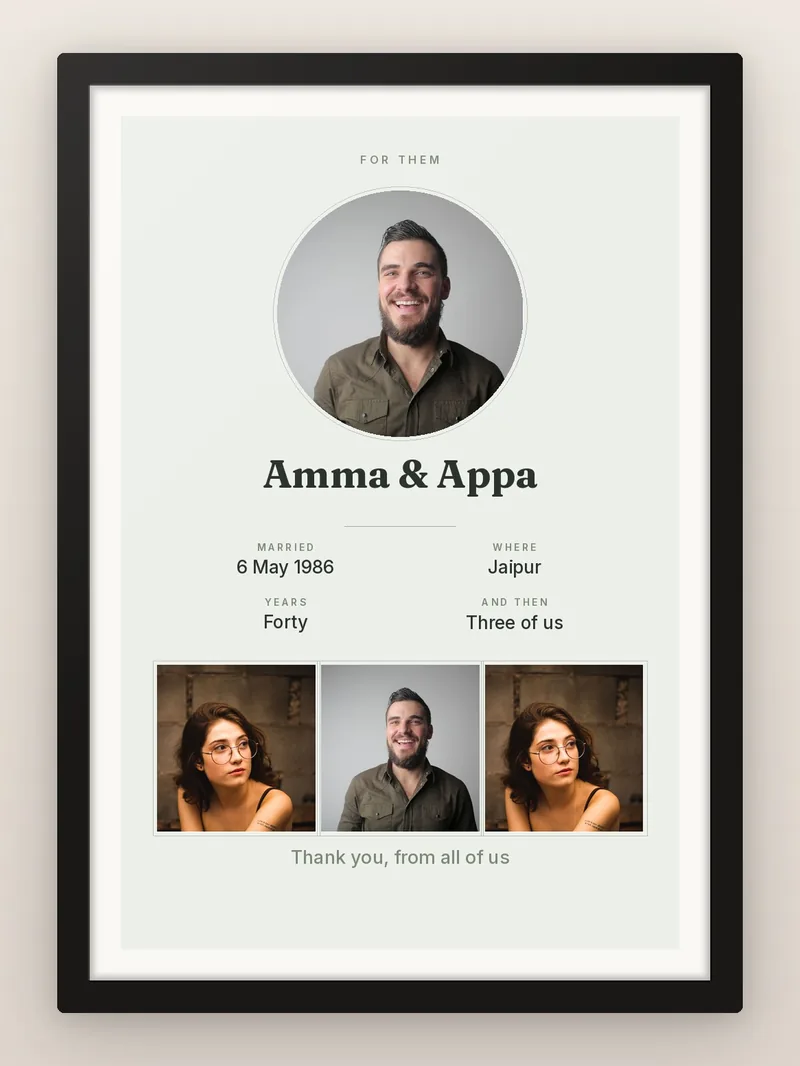 Parents Record Card — personalised photo frame