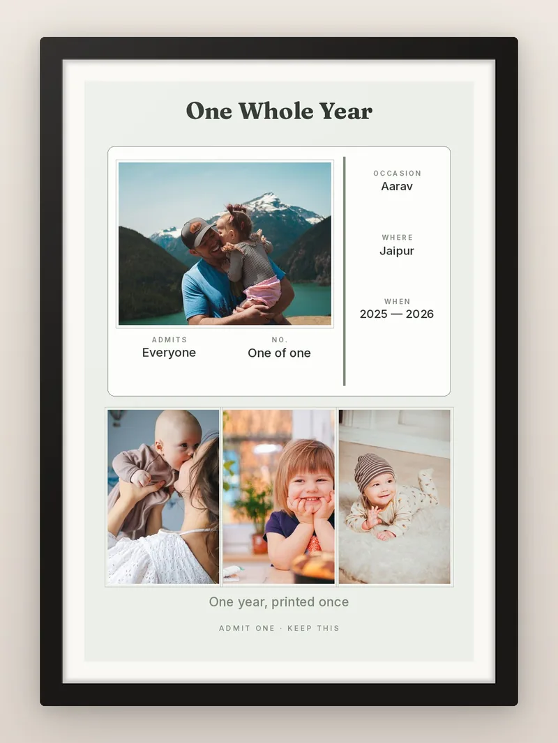 First Year Ticket — personalised photo frame