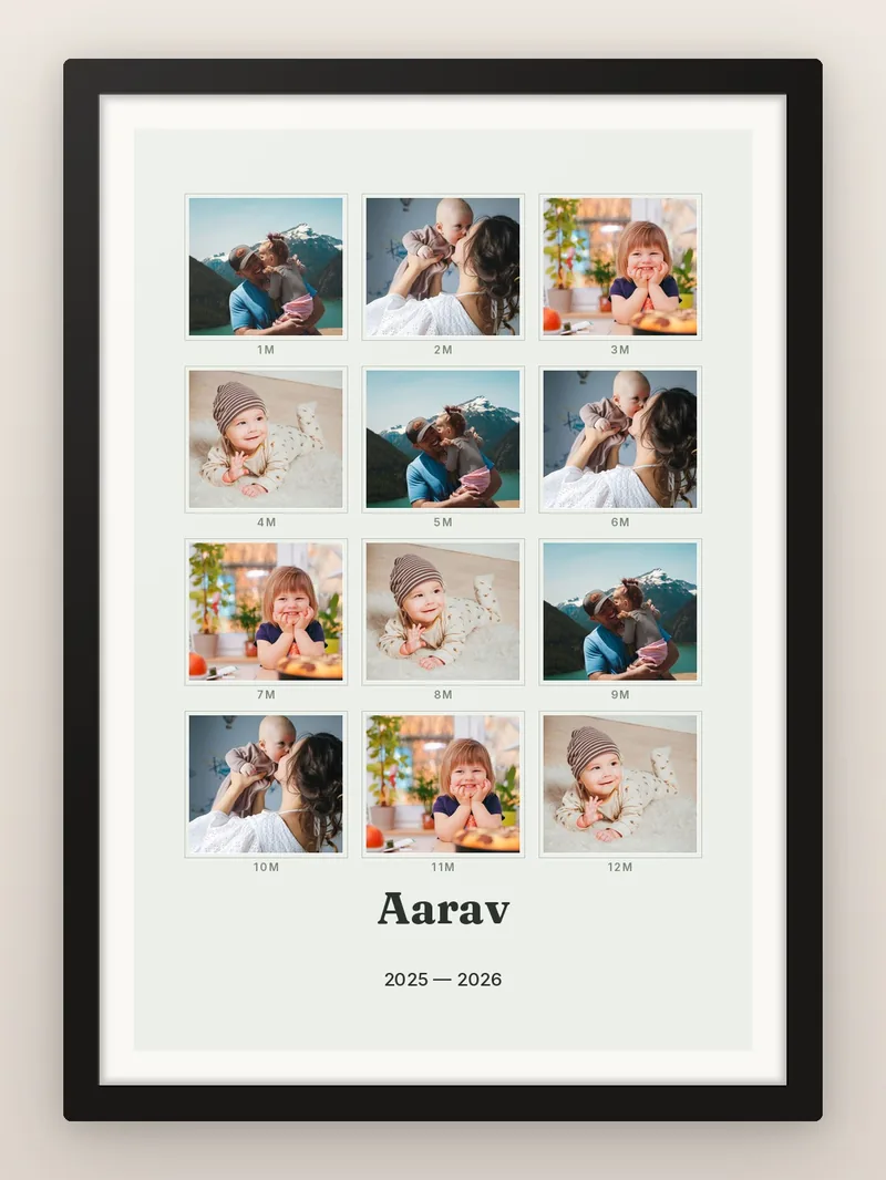 Twelve Months, Squared — personalised photo frame