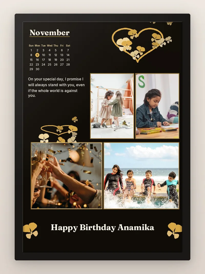 Golden Birthday Night — personalised photo frame