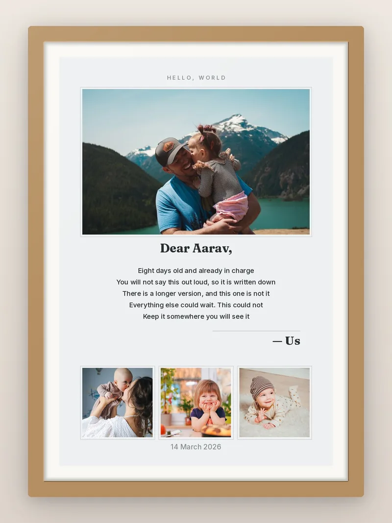 A Letter — Newborn — personalised photo frame