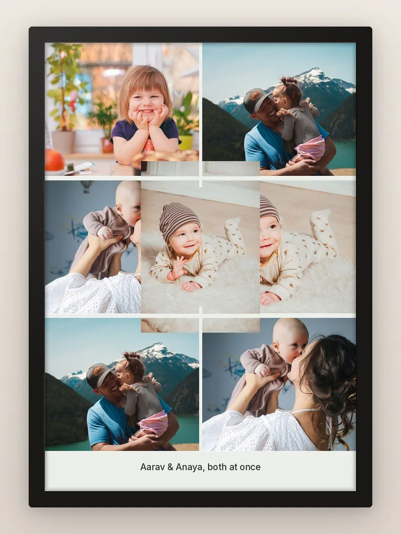 Circle on 6 — Twins — personalised photo frame