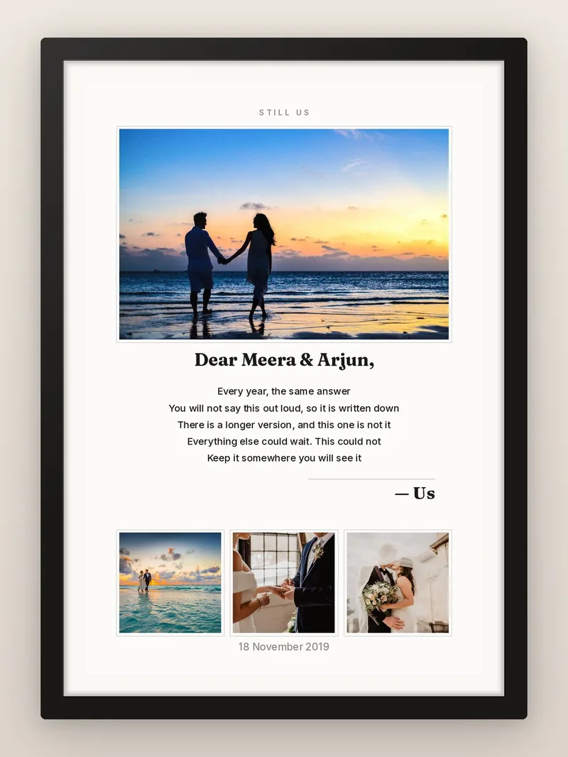 A Letter — Anniversary — personalised photo frame