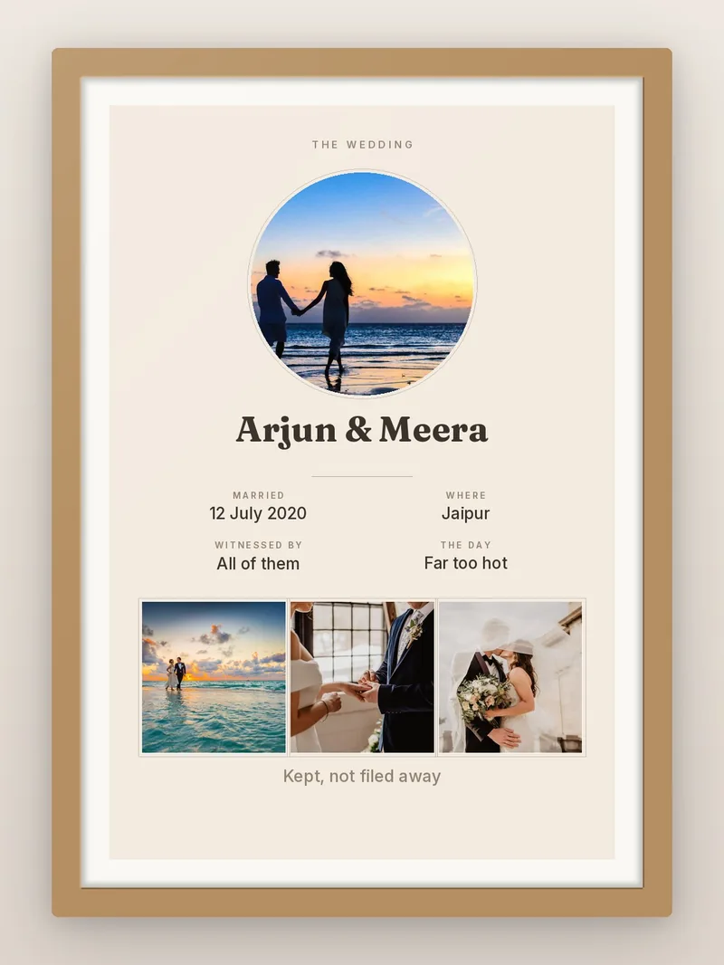 Wedding Record Card — personalised photo frame