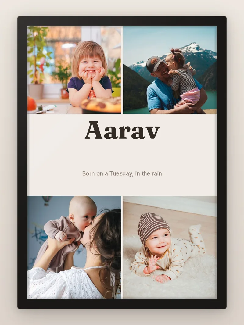 Aarav, in 4 — personalised photo frame