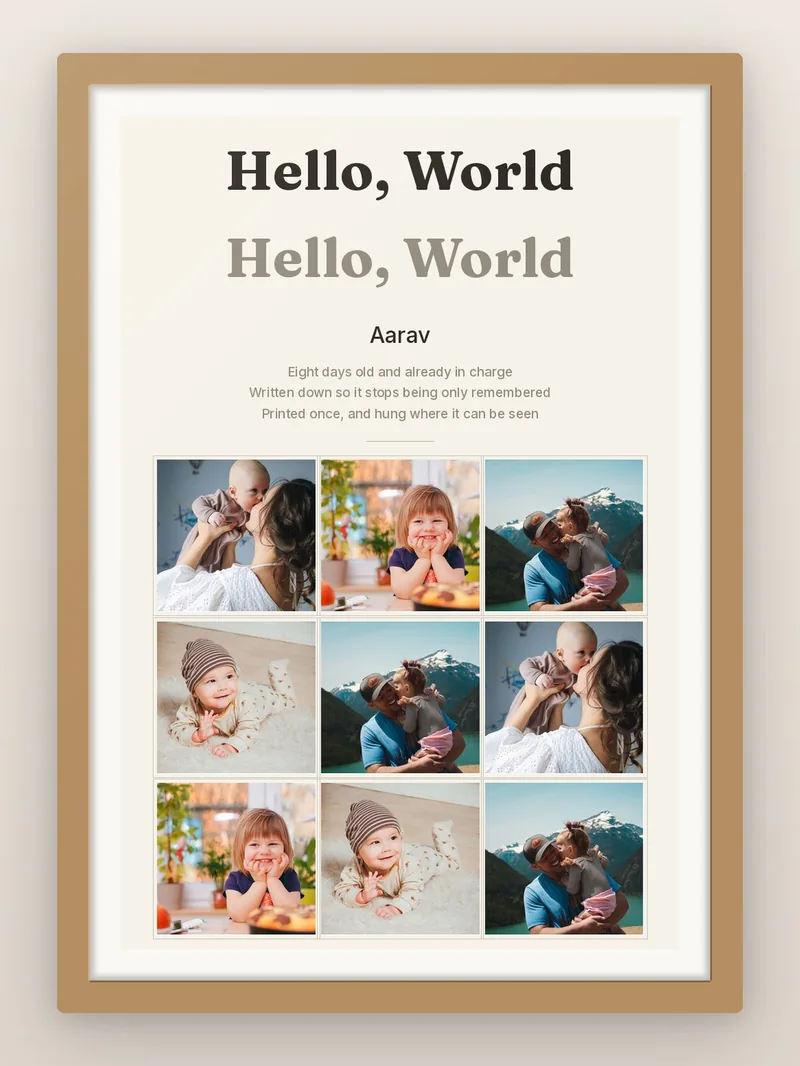 Newborn, Twice Over — personalised photo frame