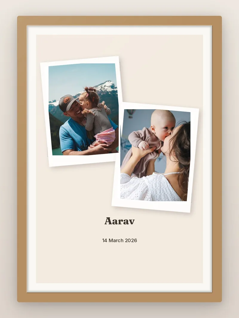Polaroid Duo — Newborn — personalised photo frame