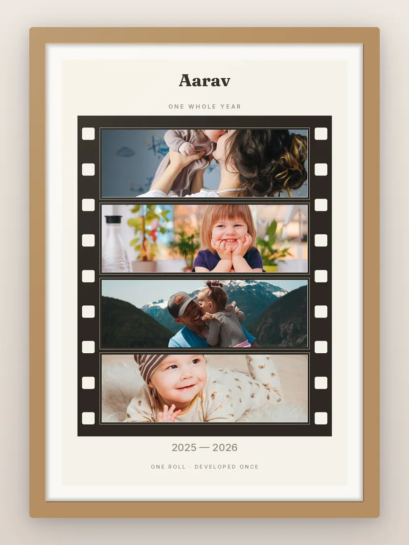 First Year Reel, 4 — personalised photo frame