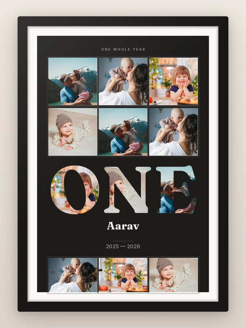First Year in One Word — personalised photo frame