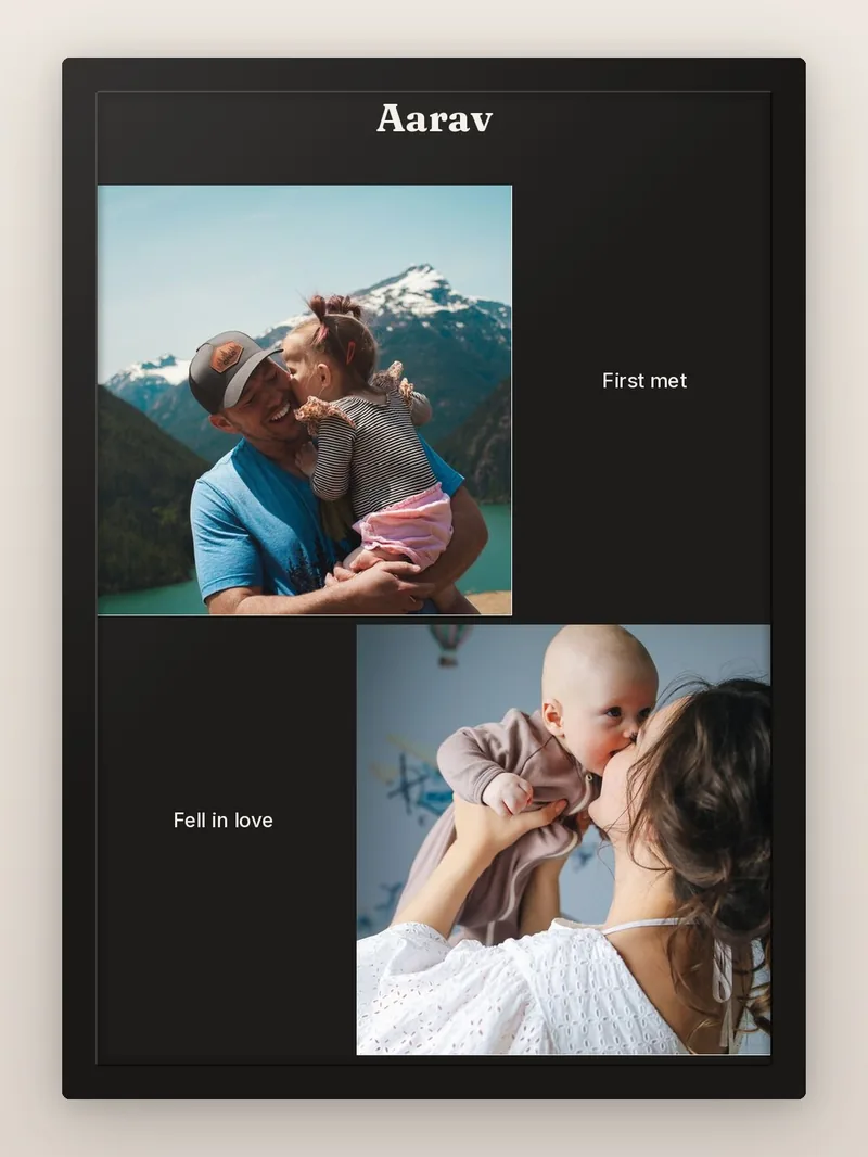 Our Story in 2 — Newborn — personalised photo frame