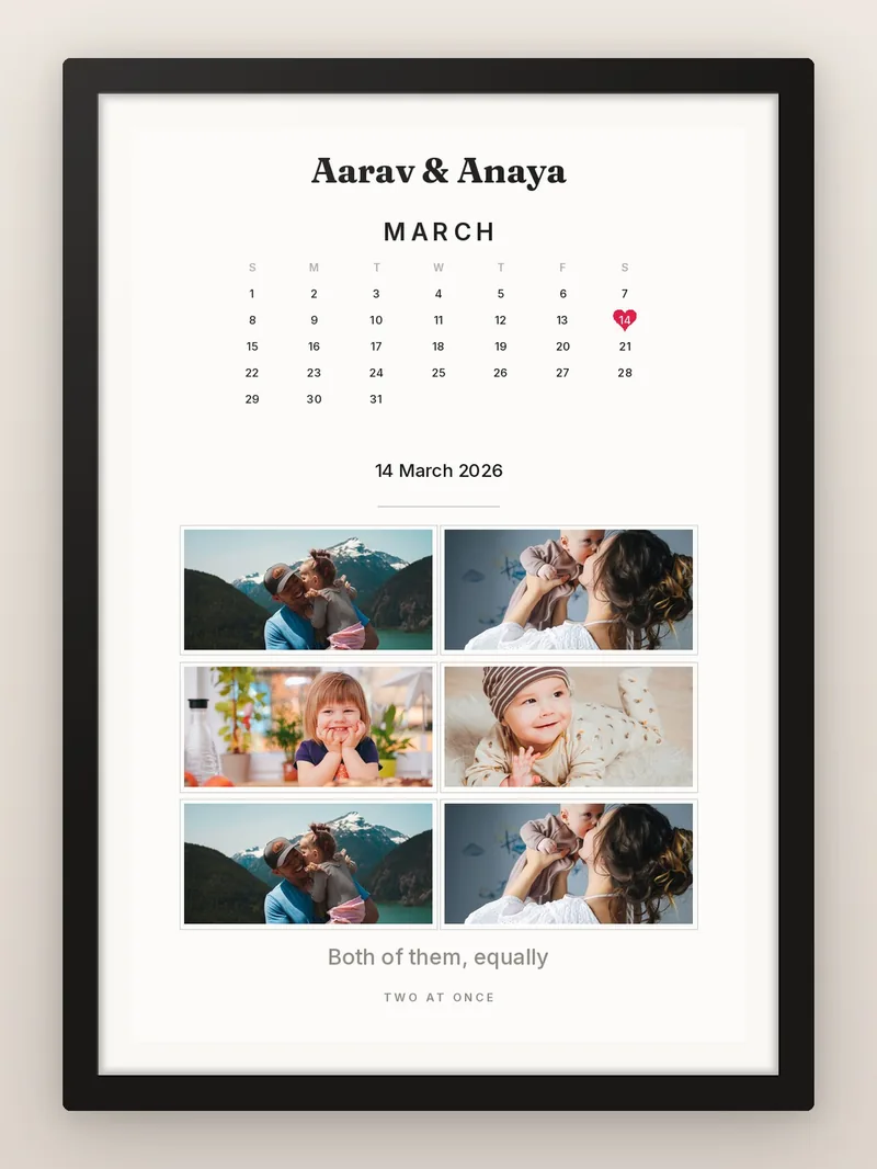 Twins Month, March — personalised photo frame