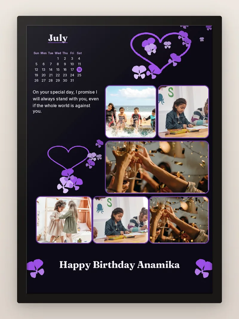 Midnight Confetti — personalised photo frame